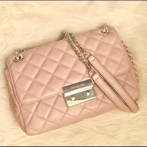 Michael Kors Soft Pink Quilted Crossbody Bag Purse